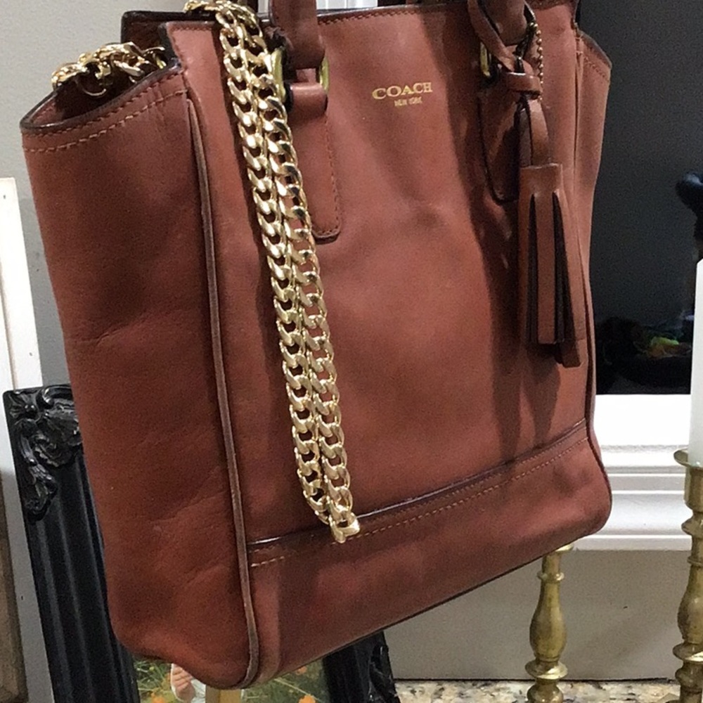 Coach Legacy Leather Tanner Crossbody Tote Handbag Cognac - Picture 4 of 16